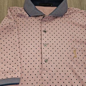 Greyson Golf Polo Shirt Mens Geometric Pink Wolf Logo AOP Players Championship